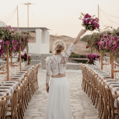 Mariage bougainvillier centre de table