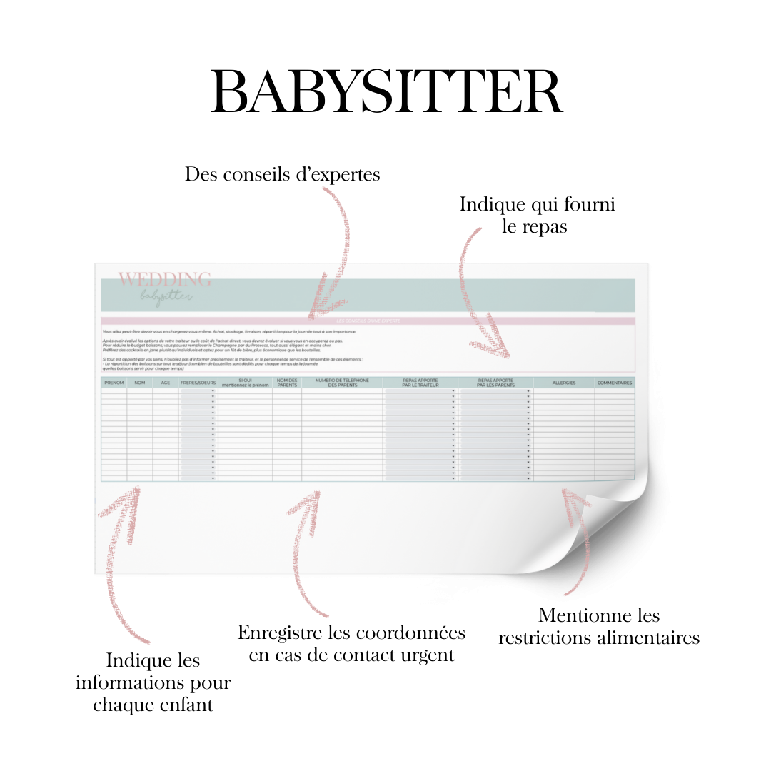 Organiser son mariage pack 3 organiser babysitter